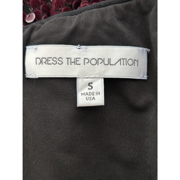 NWT DRESS THE POPULATION Women’s Burgundy Bodycon Sequin Dress Sz S - Picture 8 of 10
